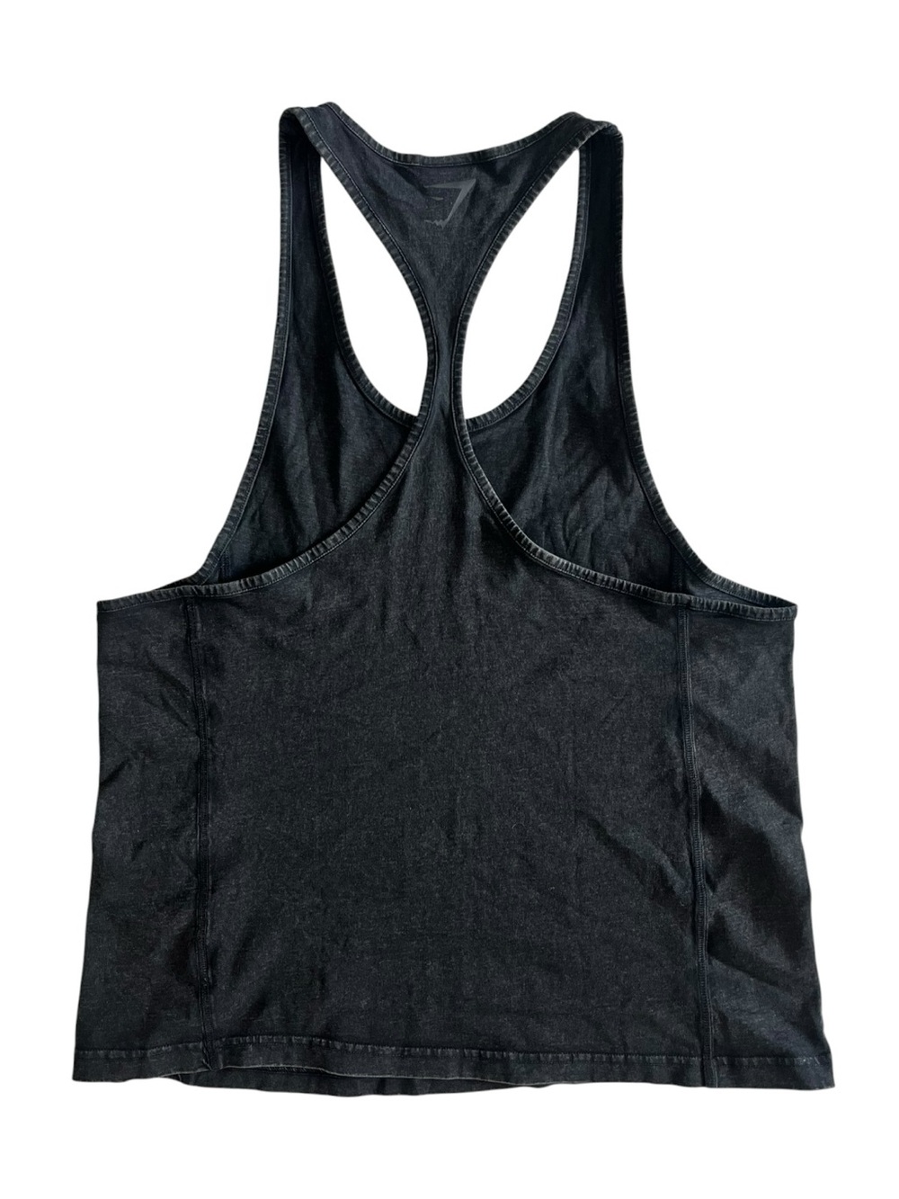 Gymshark Tank Top Mens Medium Power Stringer Workout Acid Wash Black Sleeveless - Picture 3 of 8